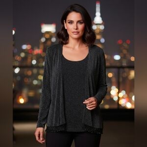 Xscape Shimmering Black Women's Cardigan